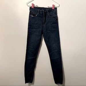 Zara High Waisted Dark Stretchy Jeans